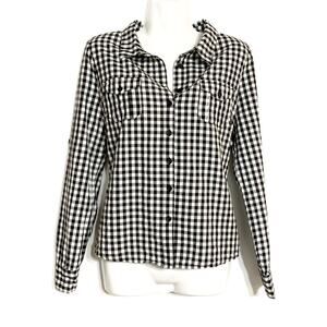 Sugar Rain Black Gingham Button Down Shirt M